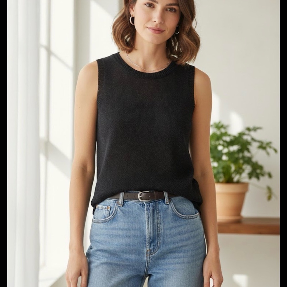 Lulus Black Knit Sleeveless Top Size S Minimal Chic.